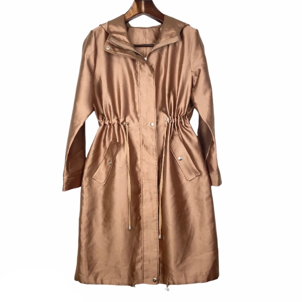 ASOS•bronze hooded spring lightweight parka trench coat size 8